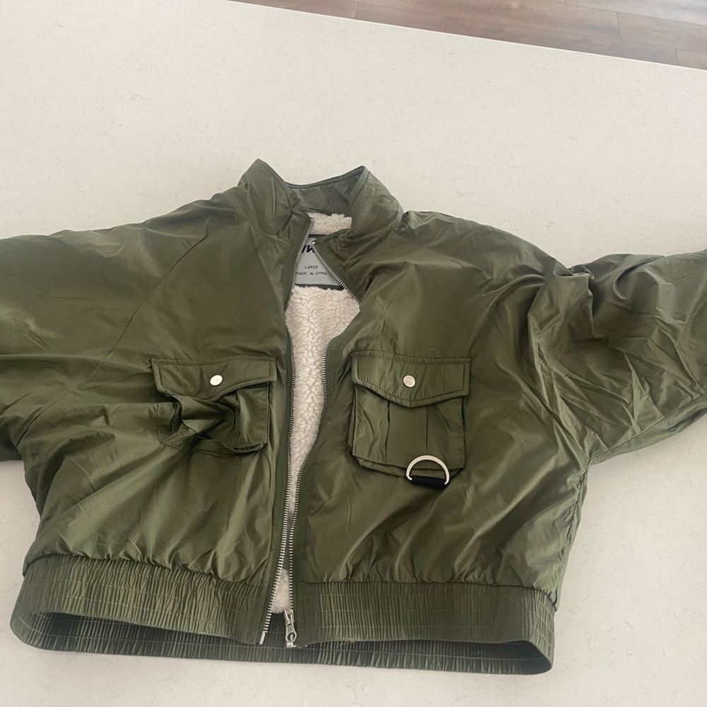 Anna Olive Green Jacket with Cream Lining